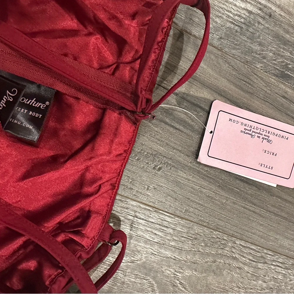 Bnwt size XL pinup girl clothing Holly swing burgundy - Picture 4 of 5